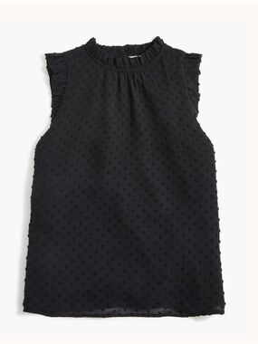 J Crew Sleeveless Ruffleneck Top in Clip Dot
